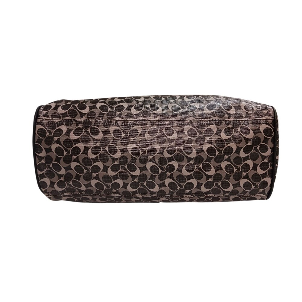 Coach Signature Black & Gray Chelsea Satchel Shoulder Bag Coated Canvas Leather - Picture 6 of 8